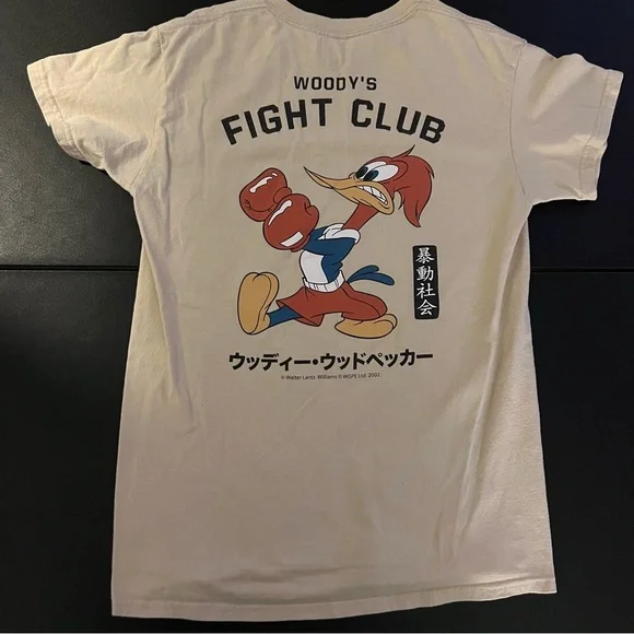 Woody’s Fight Club Graphic T-Shirt Men’s Small Beige Crew Neck Short Sleeve - Picture 8 of 8